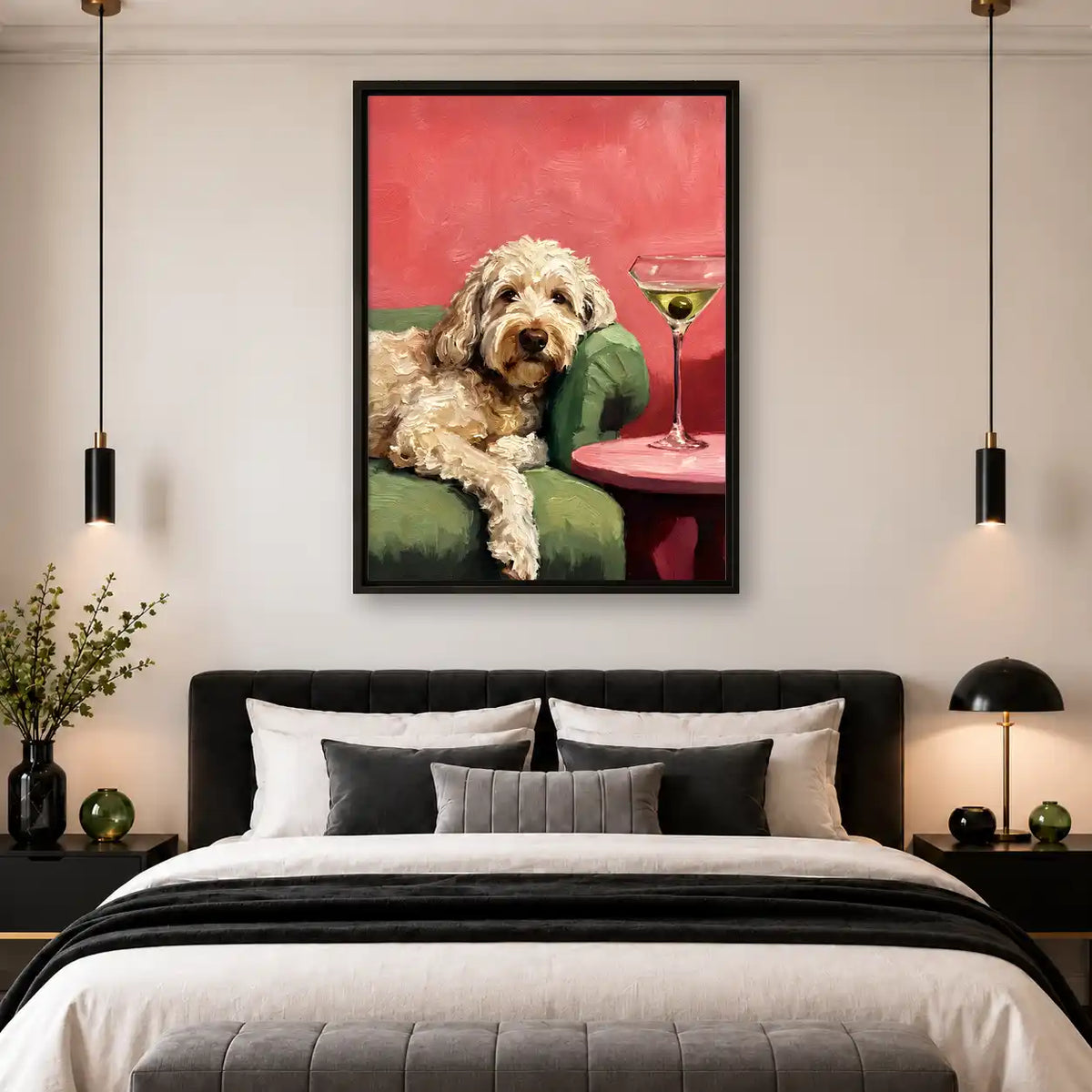 Doodle Dog With Martini Wall Art 4