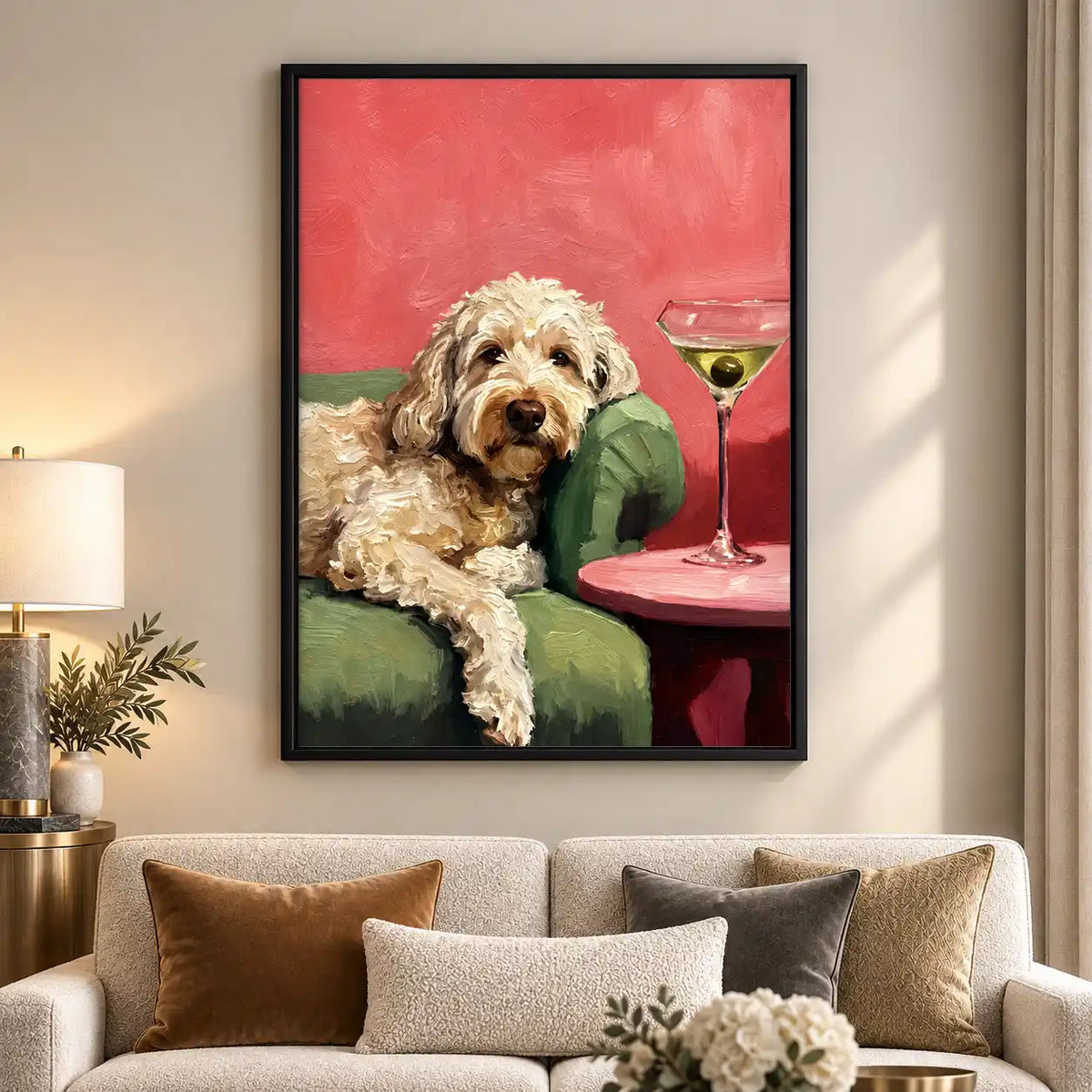 Doodle Dog With Martini Wall Art 5
