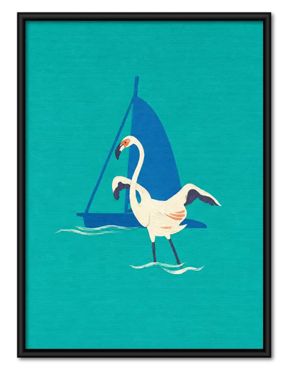 Egret Sailing Coastal Waters Wall Art 1