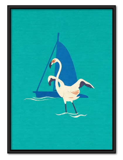 Egret Sailing Coastal Waters Wall Art