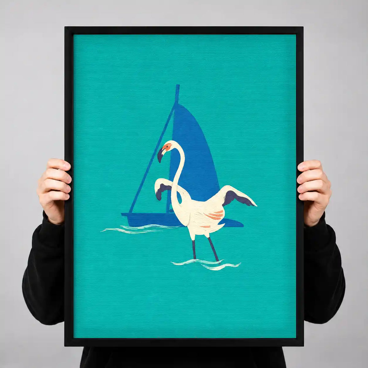 Egret Sailing Coastal Waters Wall Art 3