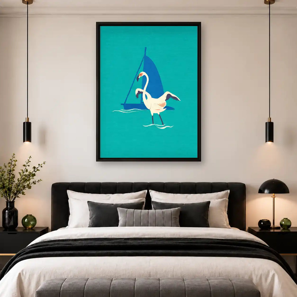 Egret Sailing Coastal Waters Wall Art 4