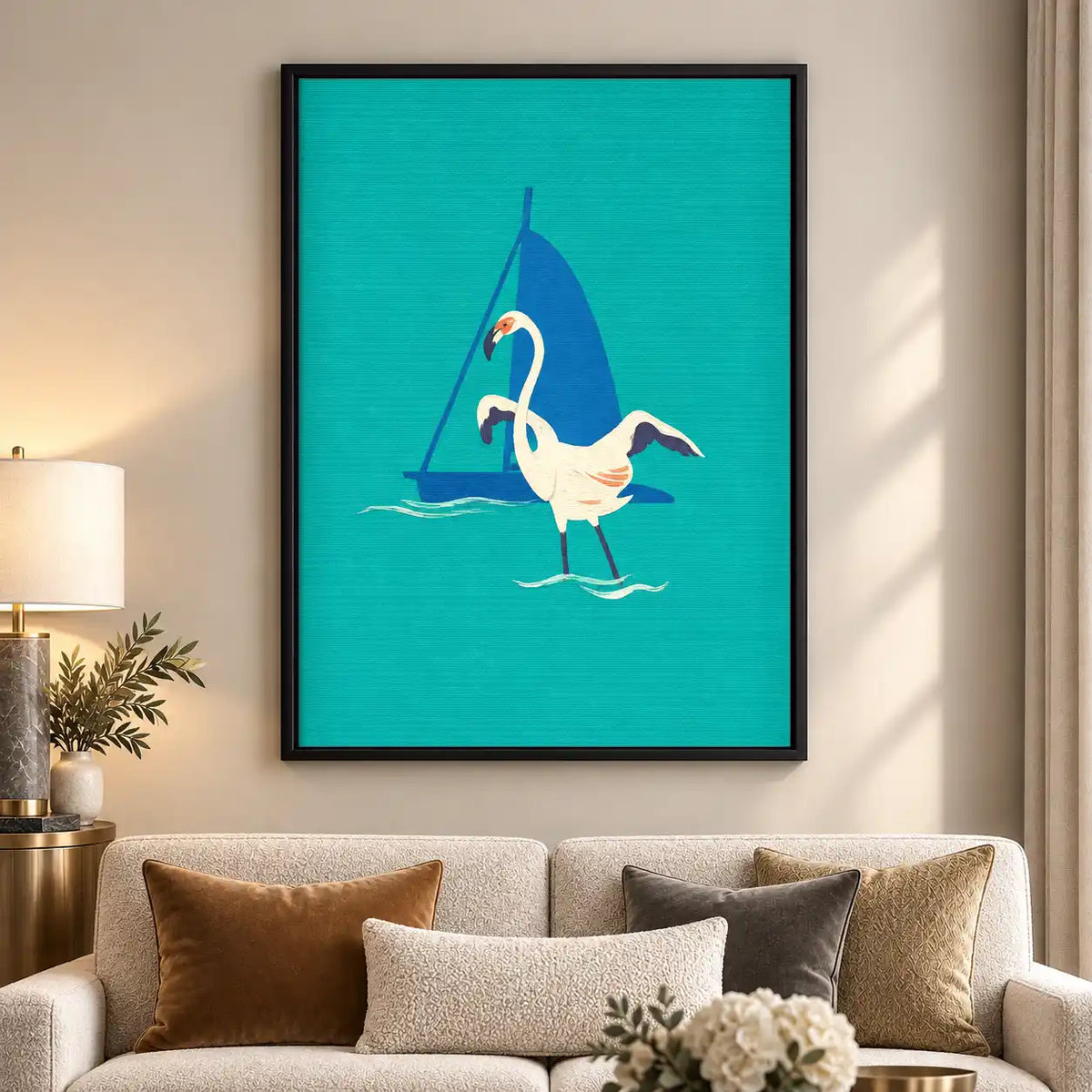 Egret Sailing Coastal Waters Wall Art 5
