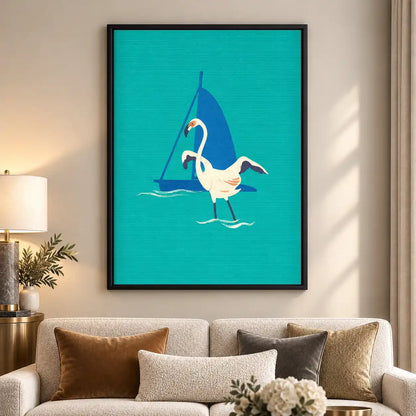 Egret Sailing Coastal Waters Wall Art 5