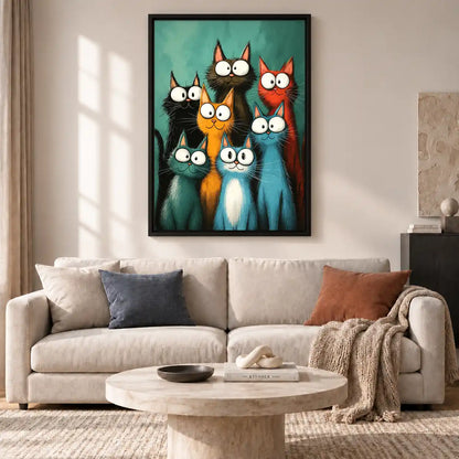 Eight Colorful Cats Group Wall Art 2