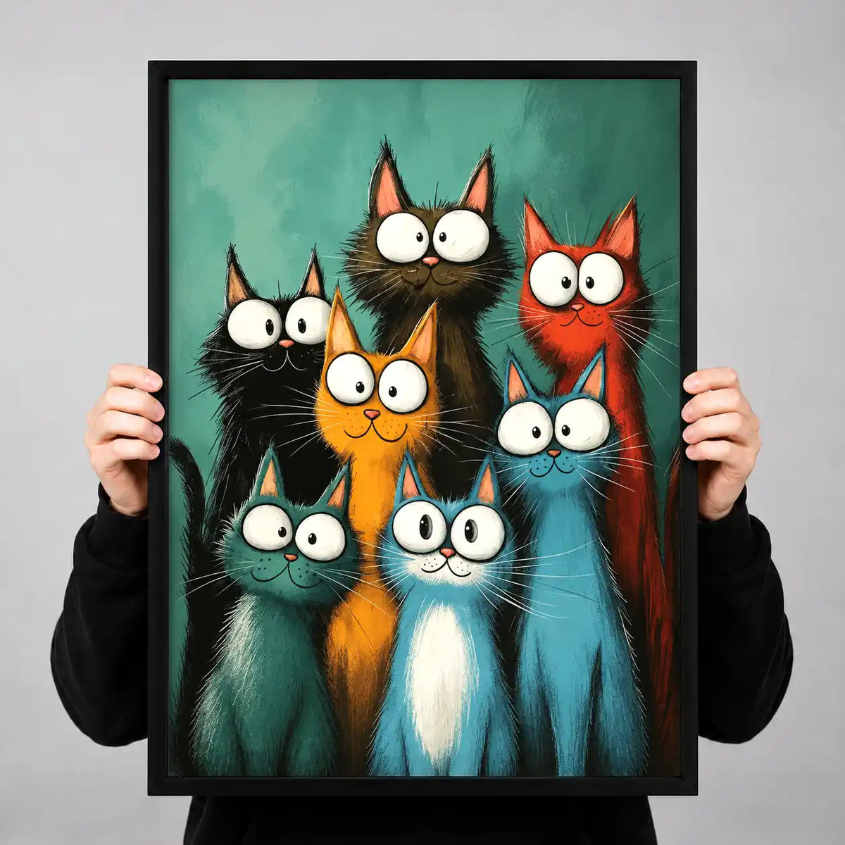 Eight Colorful Cats Group Wall Art 3