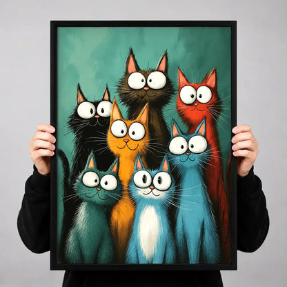 Eight Colorful Cats Group Wall Art 3
