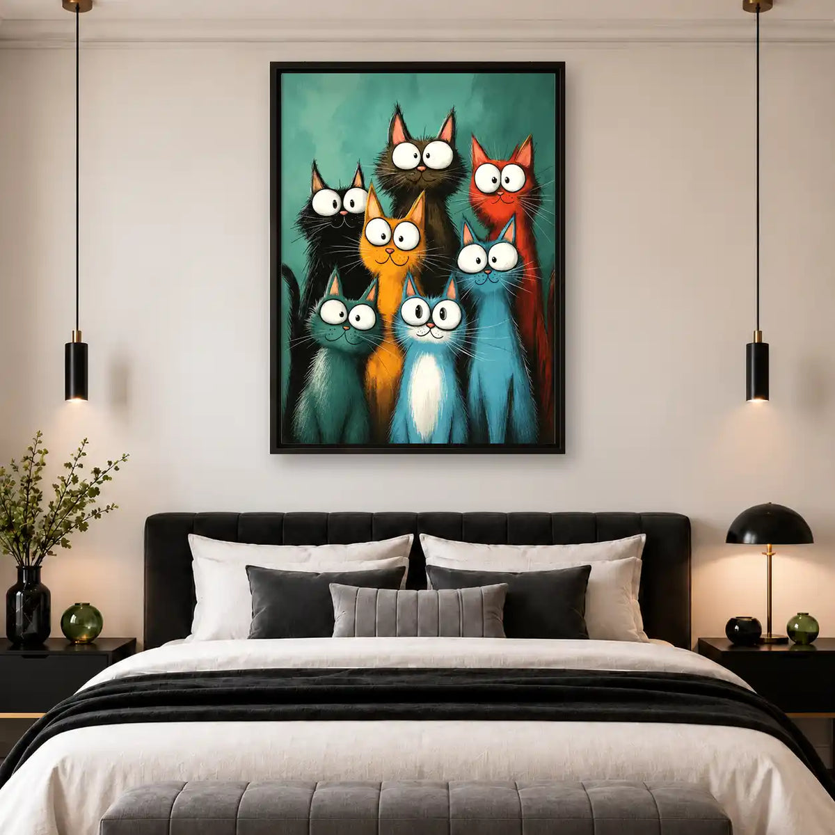 Eight Colorful Cats Group Wall Art 4