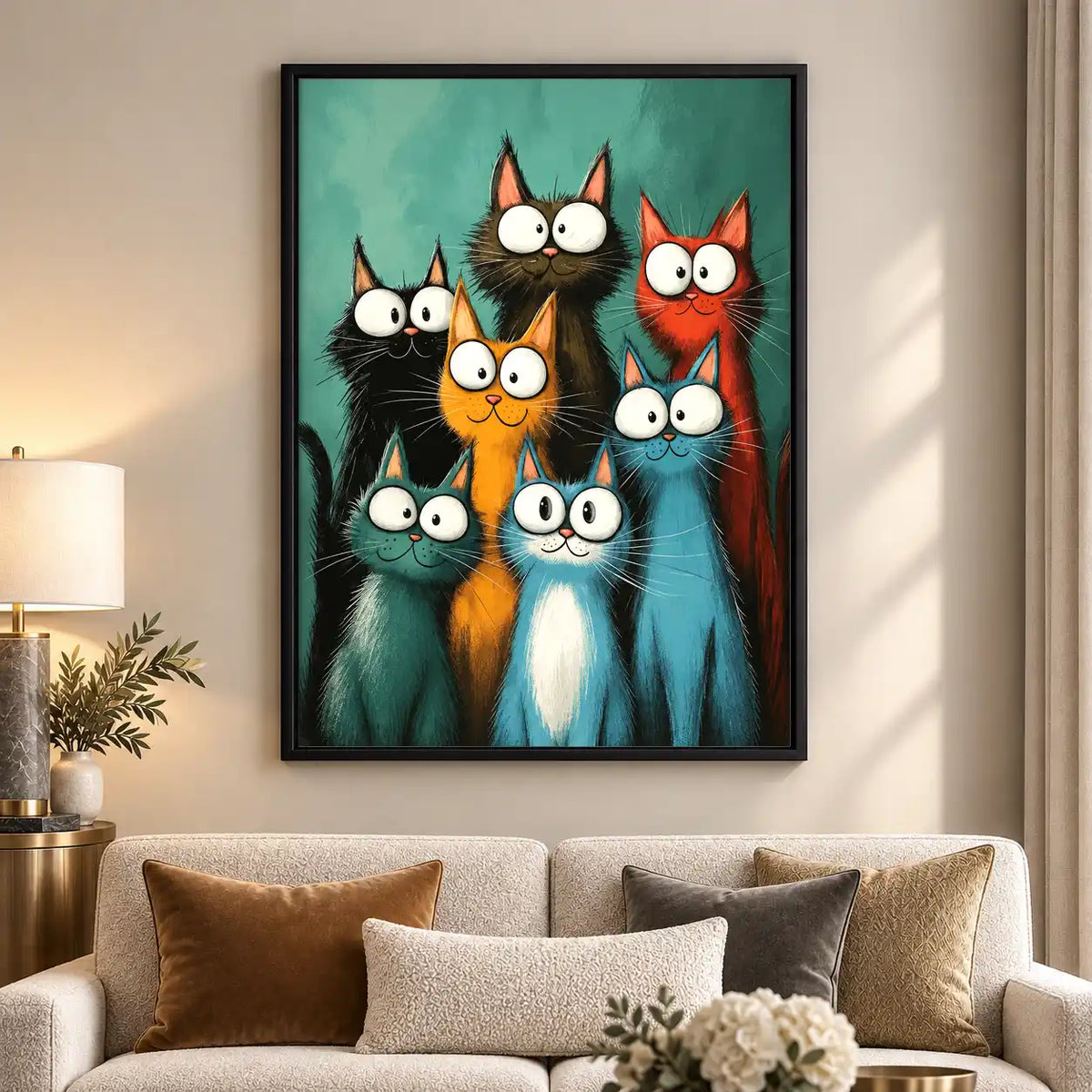 Eight Colorful Cats Group Wall Art 5