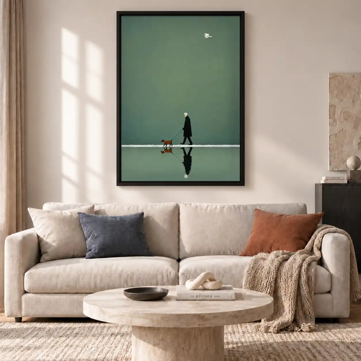Elder Walking Dog Reflection Wall Art 2