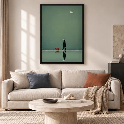 Elder Walking Dog Reflection Wall Art 2