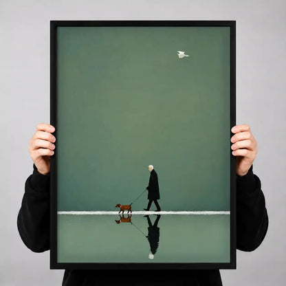 Elder Walking Dog Reflection Wall Art 3
