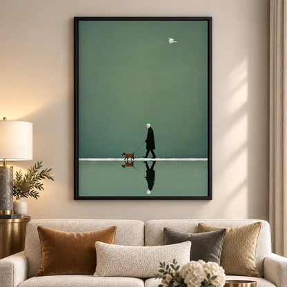 Elder Walking Dog Reflection Wall Art 5