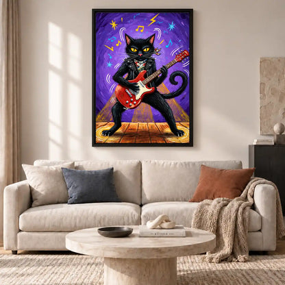 Electric Black Cat Rock Star Wall Art 2
