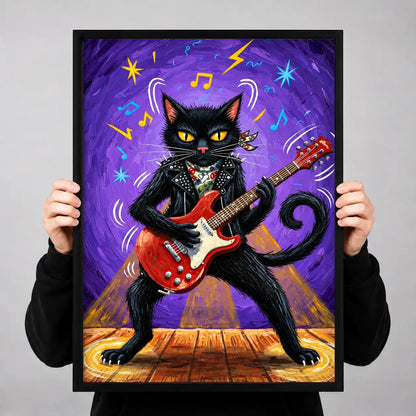 Electric Black Cat Rock Star Wall Art 3