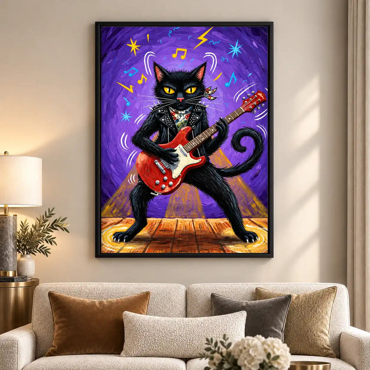 Electric Black Cat Rock Star Wall Art 5