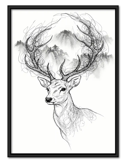 Elk With Branching Antlers Wall Art