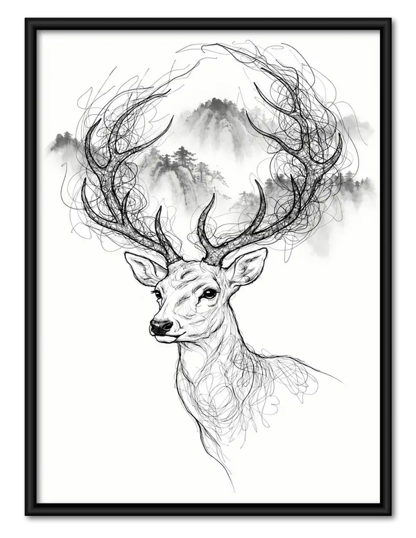 Elk With Branching Antlers Wall Art