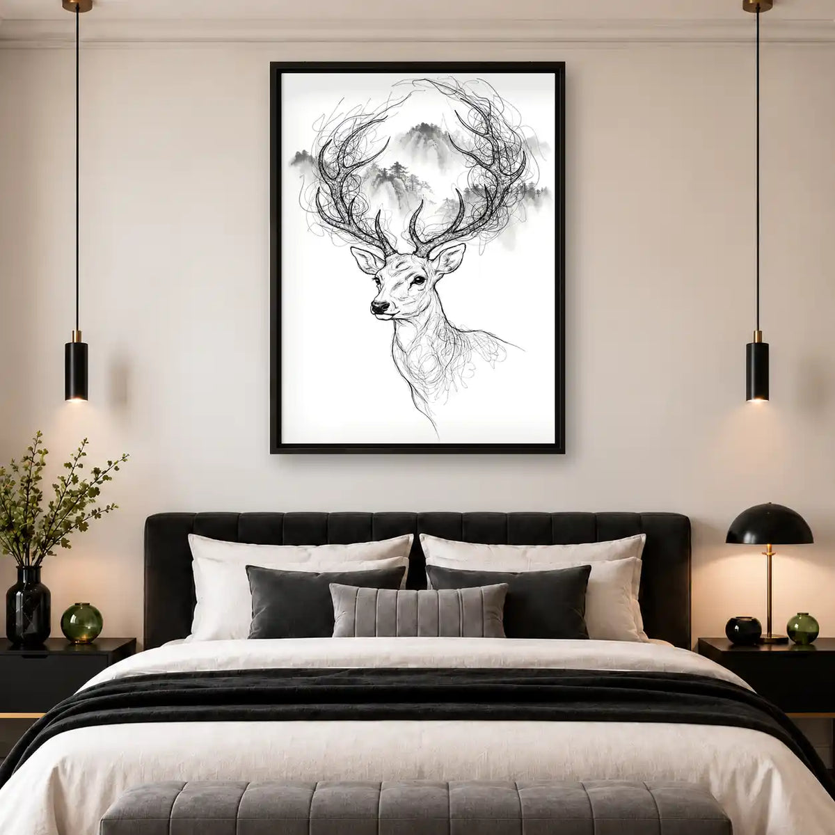 Elk With Branching Antlers Wall Art 4