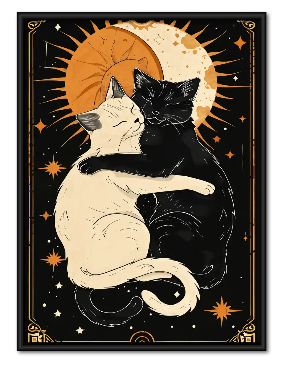 Embracing Sun And Moon Cats Wall Art 1