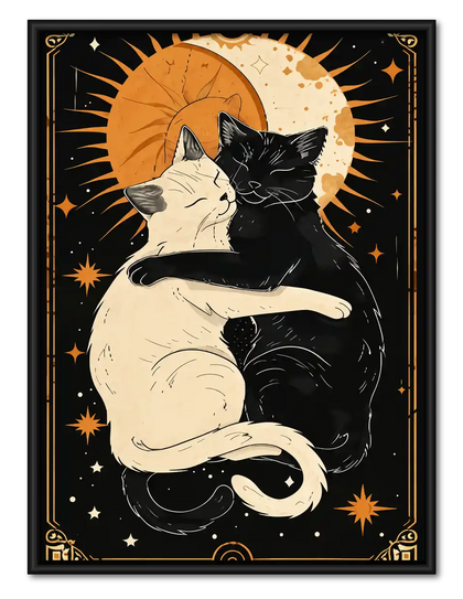Embracing Sun And Moon Cats Wall Art
