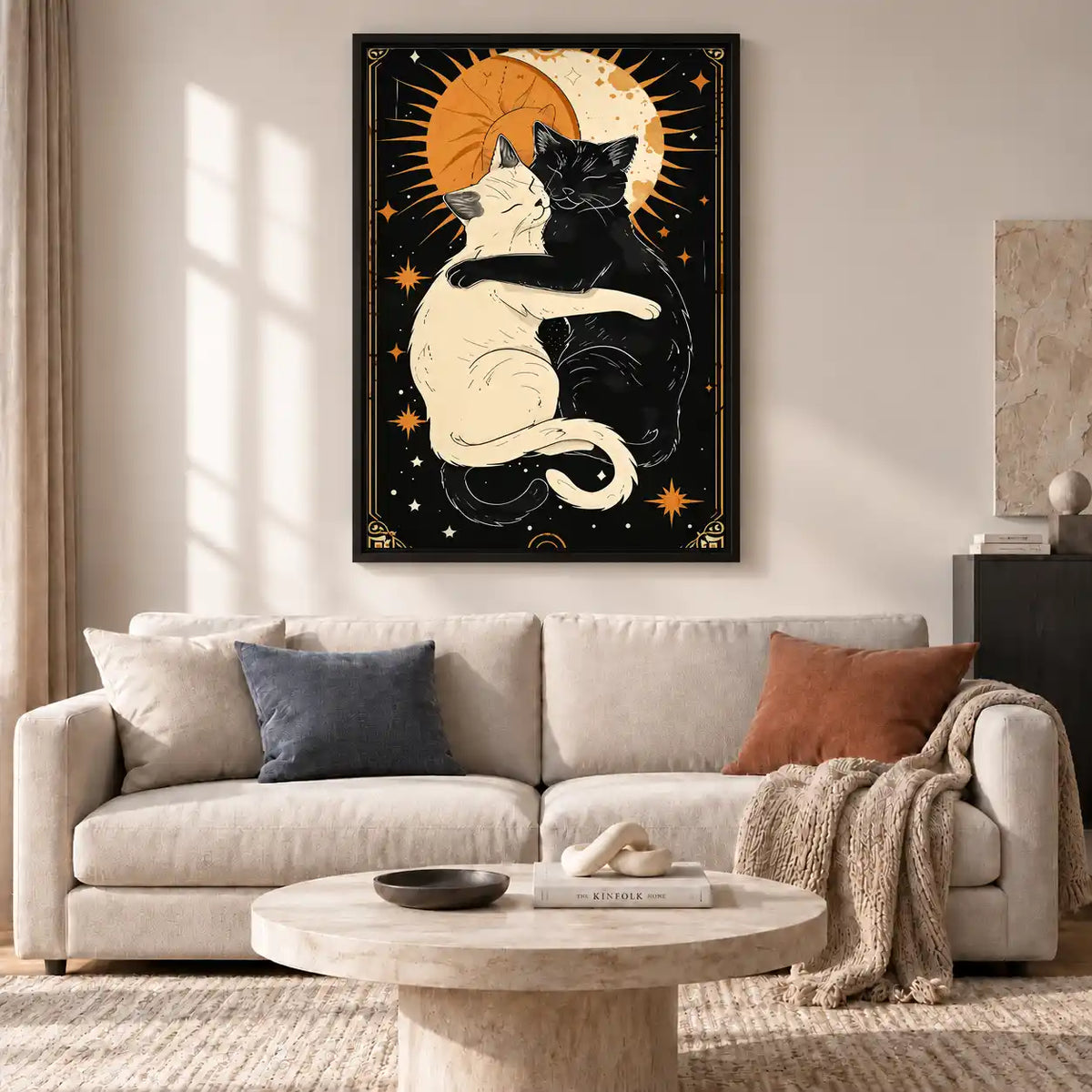 Embracing Sun And Moon Cats Wall Art 2