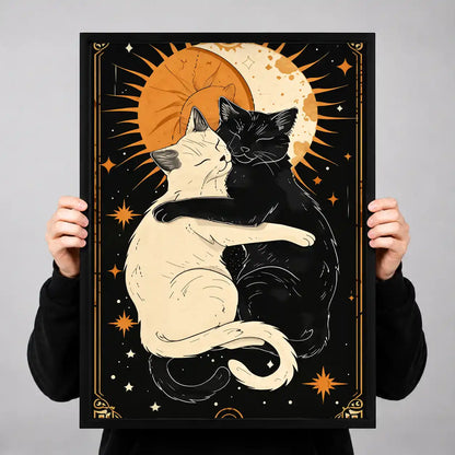 Embracing Sun And Moon Cats Wall Art 3