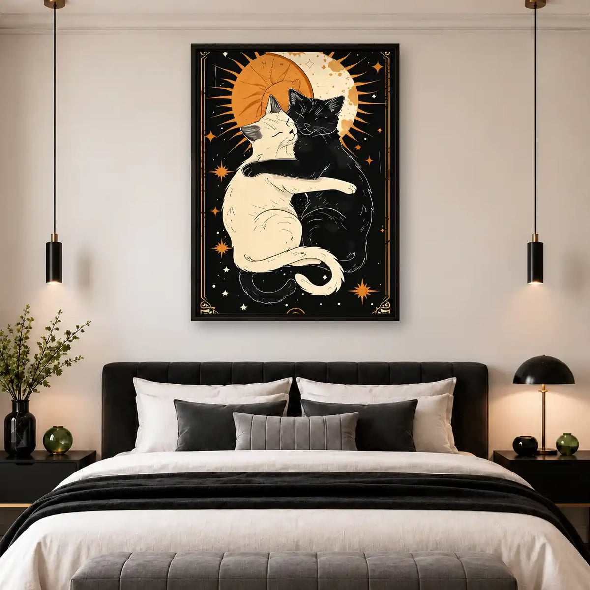 Embracing Sun And Moon Cats Wall Art 4