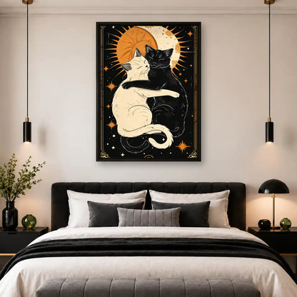 Embracing Sun And Moon Cats Wall Art 4