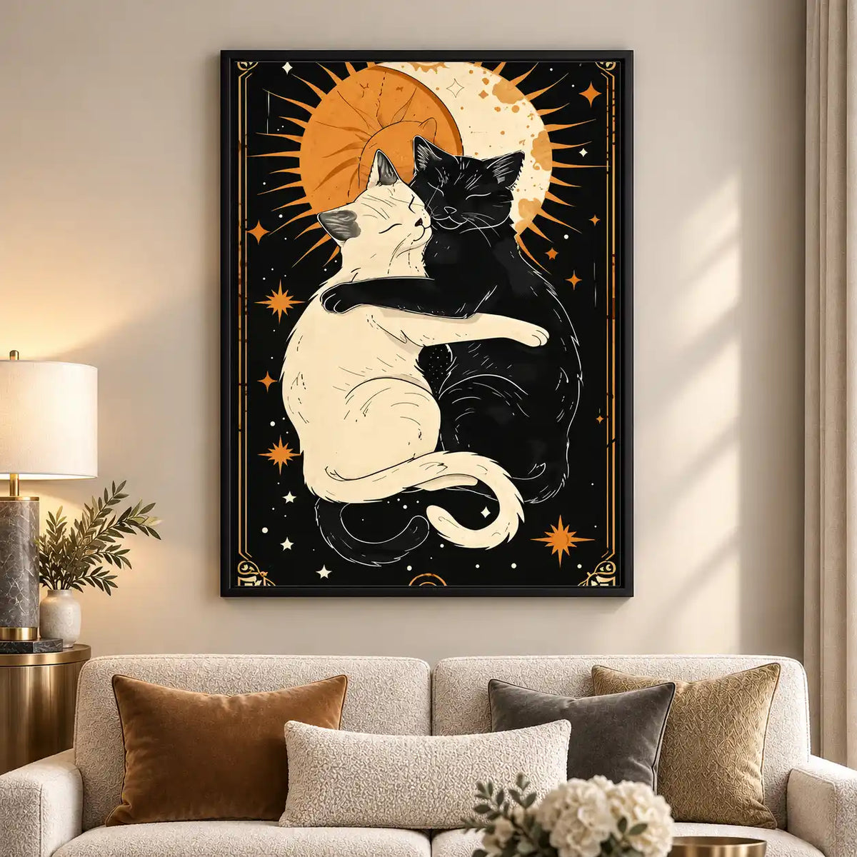 Embracing Sun And Moon Cats Wall Art 5