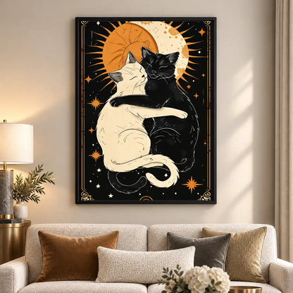 Embracing Sun And Moon Cats Wall Art 5