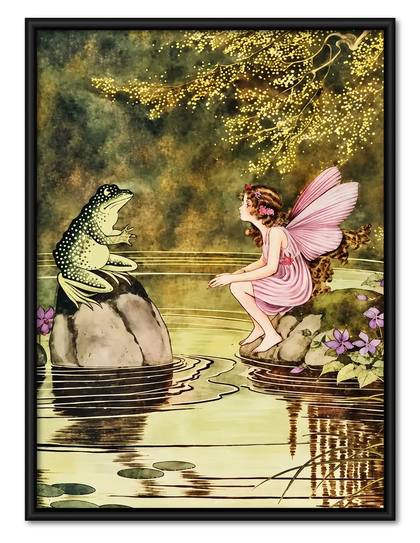 Fairy Meeting Pond Frog Wall Art
