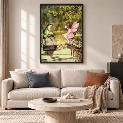 Fairy Meeting Pond Frog Wall Art 2
