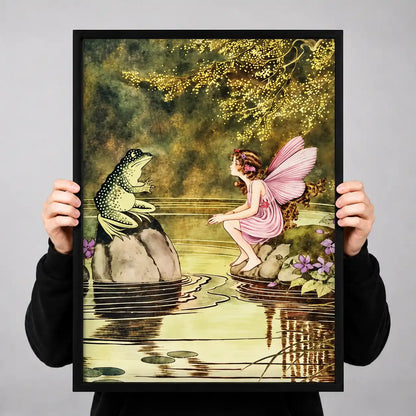Fairy Meeting Pond Frog Wall Art 3