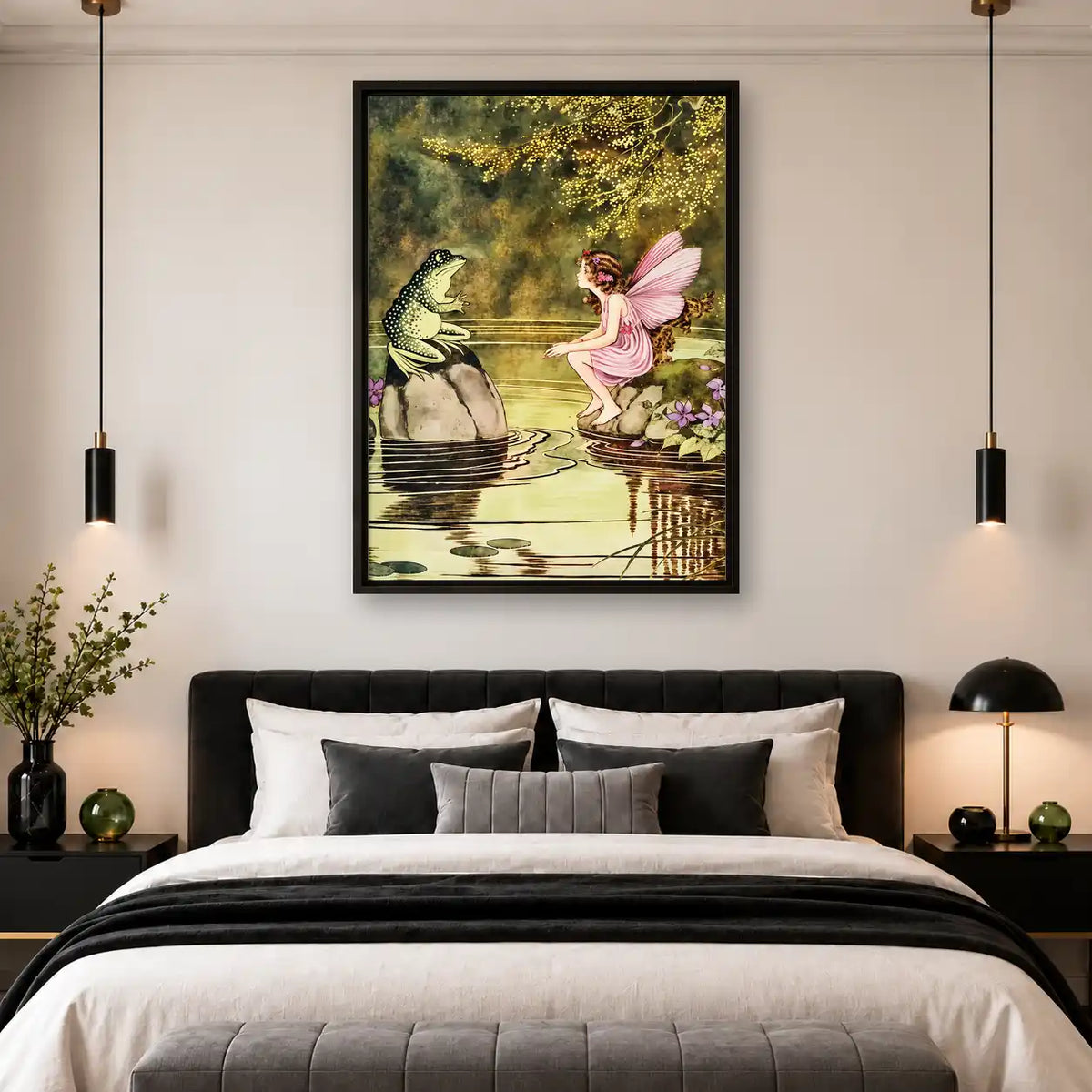 Fairy Meeting Pond Frog Wall Art 4