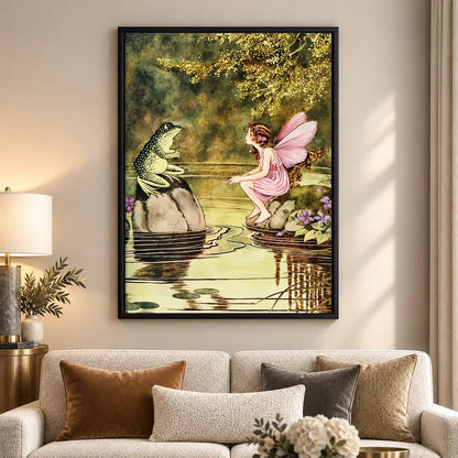 Fairy Meeting Pond Frog Wall Art 5