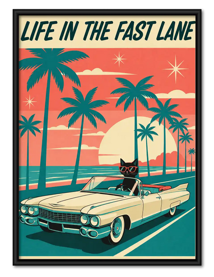 Fast Lane Beach Cat Wall Art