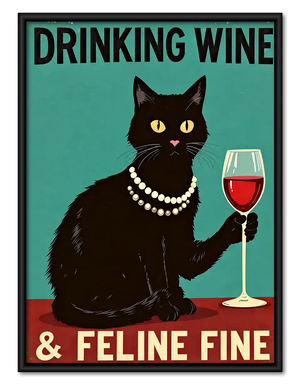 Feline Fine Wine Cat Wall Art