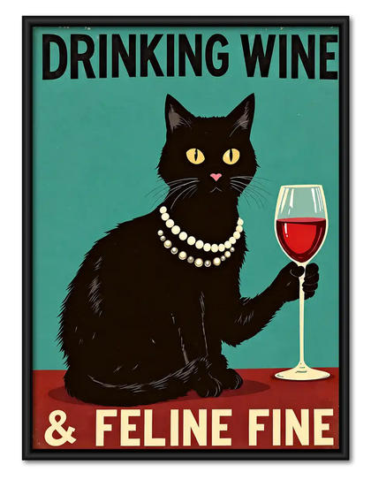 Feline Fine Wine Cat Wall Art