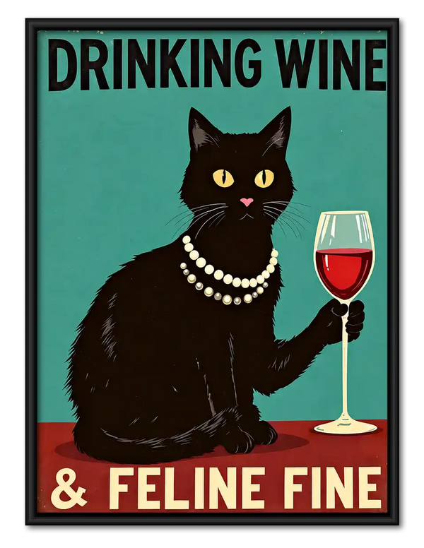 Feline Fine Wine Cat Wall Art