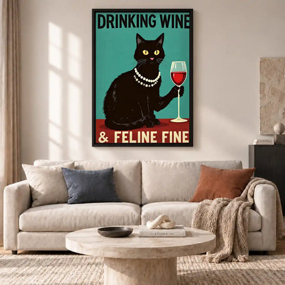 Feline Fine Wine Cat Wall Art 2