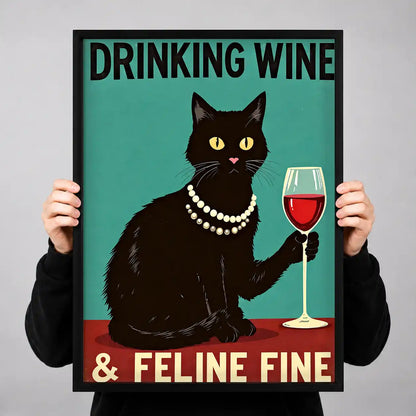 Feline Fine Wine Cat Wall Art 3