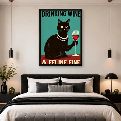 Feline Fine Wine Cat Wall Art 4