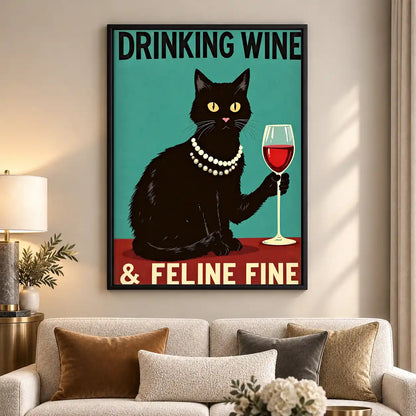 Feline Fine Wine Cat Wall Art 5