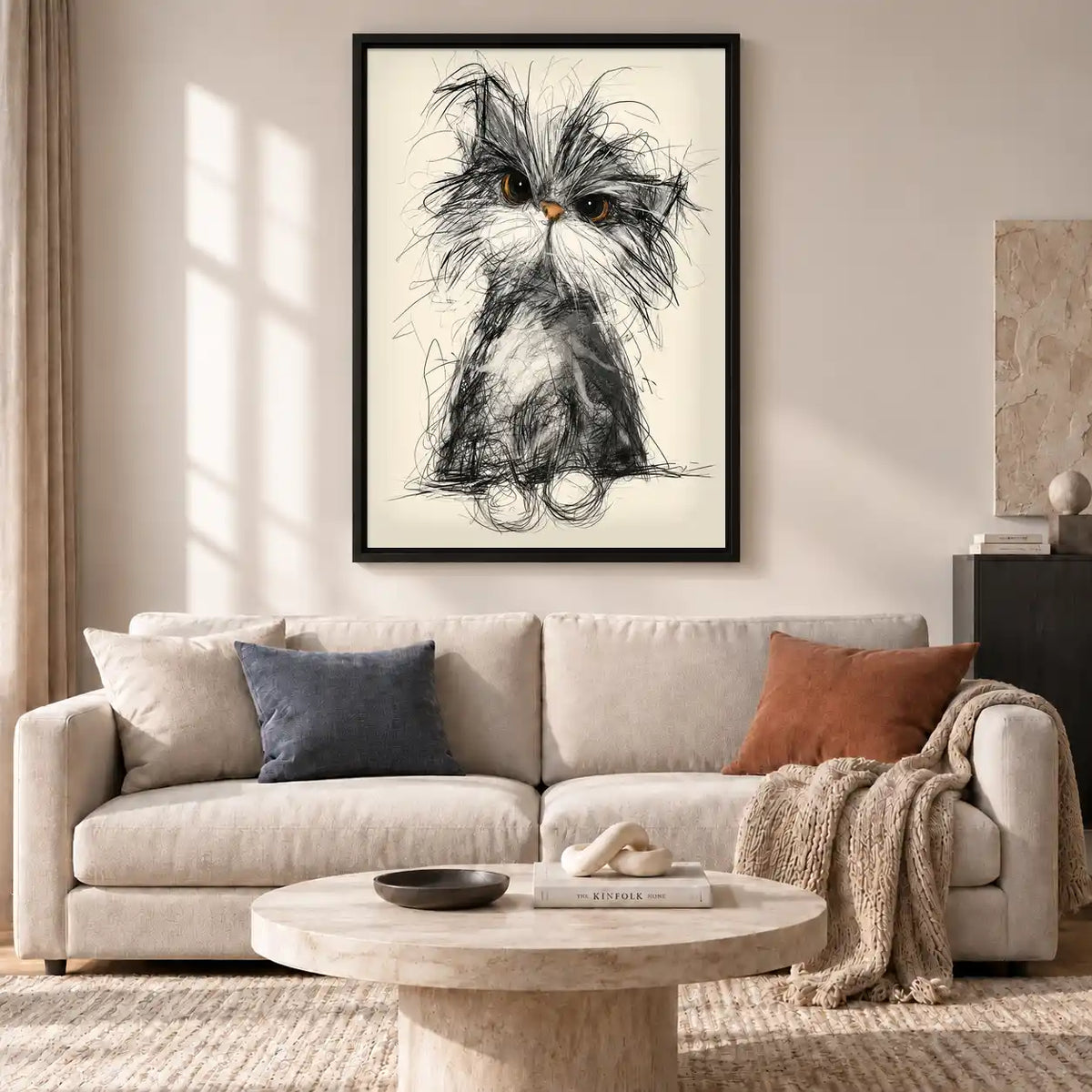 Fluffy Scribble Cat Wall Art 2