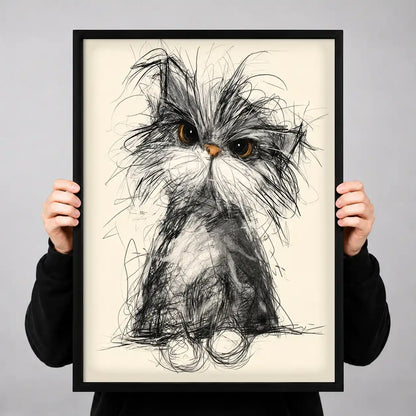 Fluffy Scribble Cat Wall Art 3