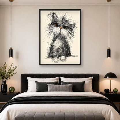 Fluffy Scribble Cat Wall Art 4