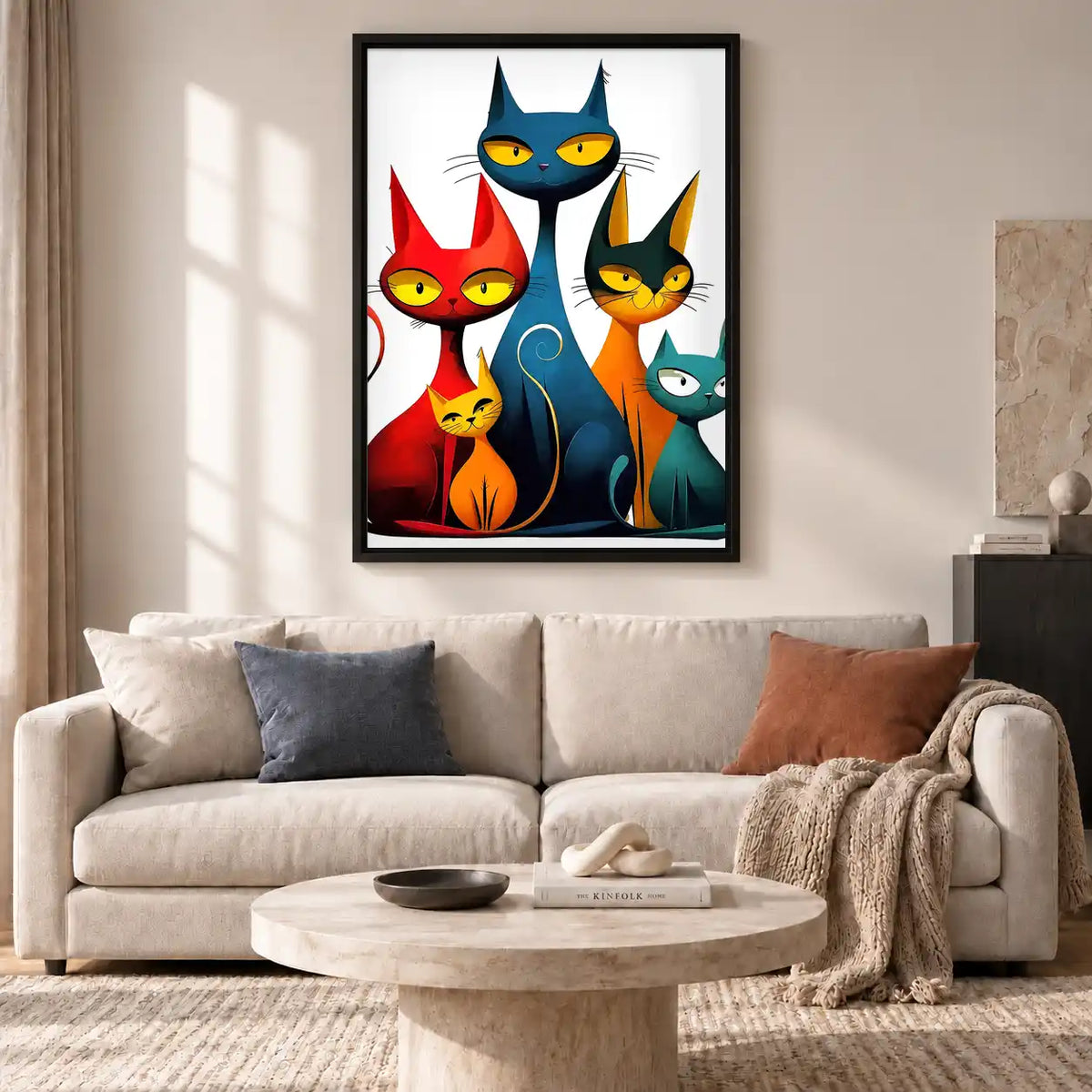 Four Geometric Cats Wall Art 2