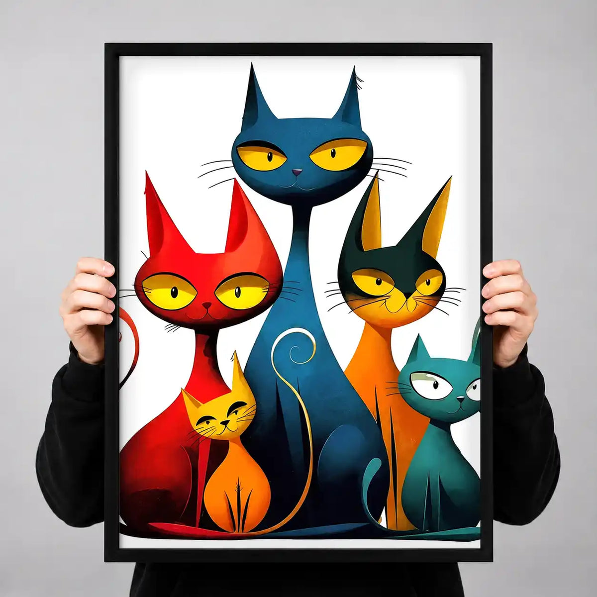 Four Geometric Cats Wall Art 3
