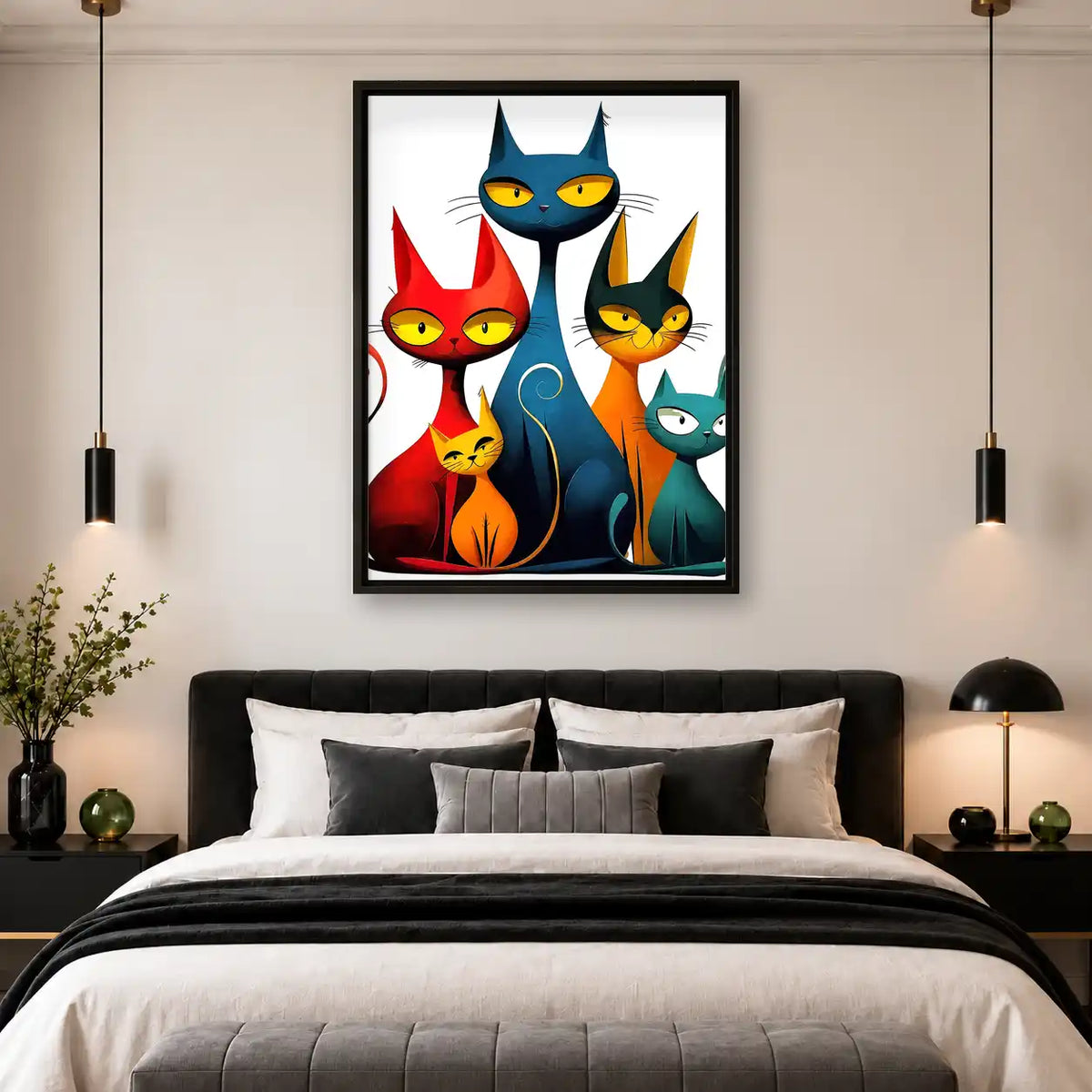 Four Geometric Cats Wall Art 4